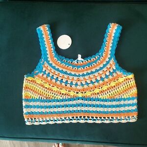 En Creme Multicolor Crochet Tank Top